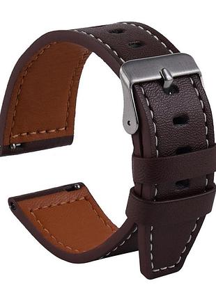 Ремешок универс 22mm leather strap with straight tip для samsung/amazfit/huawei dark brown