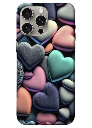 Чехол blex с картинкой каменные сердца для apple iphone 15 pro max (6.7")