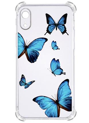 Прозрачный противоударный чехол для iphone xr с принтом: бабочки