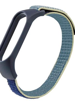 Ремешок для xiaomi mi band 3/4/5/6/7 nylon blue/yellow