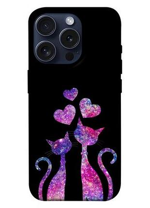 Чехол blex с картинкой космические коты для apple iphone 15 pro (6.1")