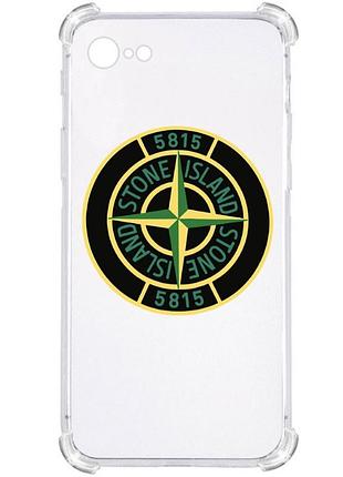 Прозорий протиударний чохол для iphone se 2 2020 / iphone se 3 2022 / iphone 8 / iphone 7 з принтом: stone island (стон айленд)