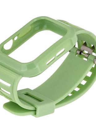 Ремешок для apple watch band silicone shine + protect case 44mm light green