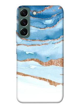 Чехол blex небесно-золотой мрамор для samsung galaxy s22