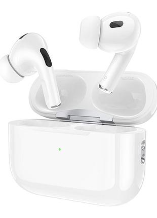 Блютуз стерео гарнитура hoco ew69 with charging case anc + enc белый