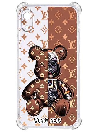 Прозрачный противоударный чехол для iphone xr с принтом: robot bear