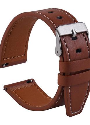 Ремешок универс 22mm leather strap with straight tip для samsung/amazfit/huawei brown
