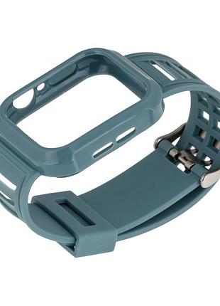 Ремешок для apple watch band silicone shine + protect case 44mm midnight green