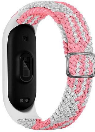Ремешок для xiaomi mi band 3/4/5/6/7 elastic adjustment white/pink