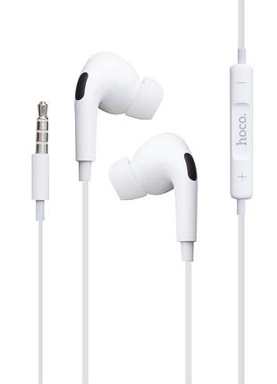 Наушники hoco m1 pro white вакуумные проводные с микрофоном 3.5 мм, белые