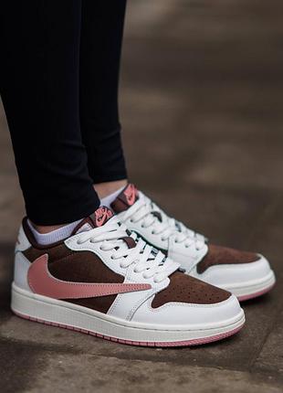 Р.36-41 nike air jordan 1 low x travis scott white brown pink  nk356