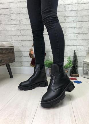 Чоботи зима, чоботи на танкетці, натуральна шкіра