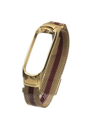 Ремінець для xiaomi mi band 3/4 milanese loop color gold red