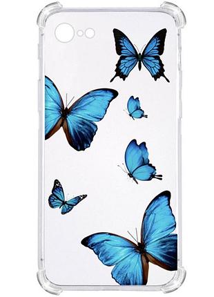 Прозорий протиударний чохол для iphone se 2 2020 / iphone se 3 2022 / iphone 8 / iphone 7 з принтом: метелики