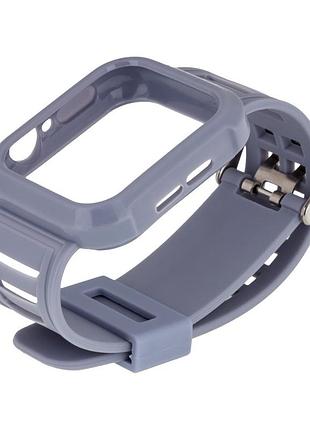 Ремешок для apple watch band silicone shine + protect case 44mm light grey