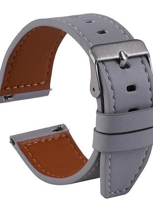 Ремешок универс 22mm leather strap with straight tip для samsung/amazfit/huawei light grey