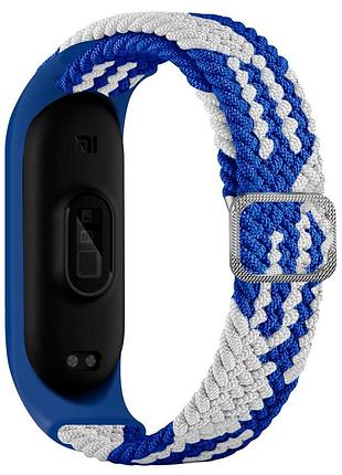 Ремешок для xiaomi mi band 3/4/5/6/7 elastic adjustment blue/white