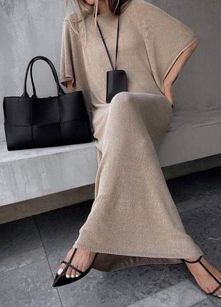 Трикотажна лляна сукня zara