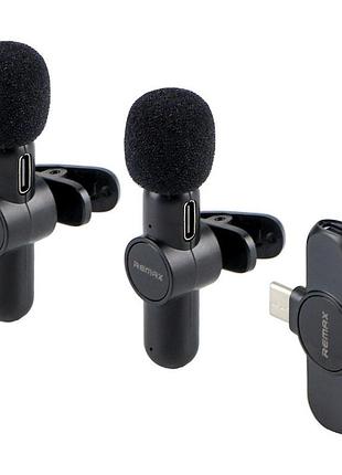 Микрофон петличный беспроводной remax k10 twin type c черный