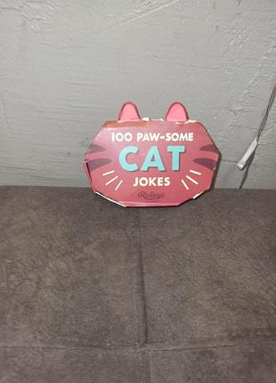 Картки ridley's 100 paw-some cat jokes. картки містять жарти та каламбури про котів,