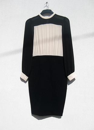 Елегантне чорне з бежевим мідіплаття zara