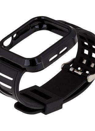 Ремешок для apple watch band silicone shine + protect case 44mm black