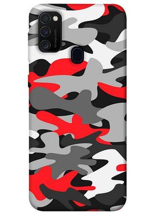 Чехол blex красно-серый камуфляж для samsung galaxy m30s / m21