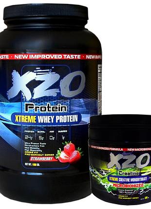 Протеин xtreme whey 80%+bcaa 16% 1 кг + креатин 0,3 кг xzo клубника