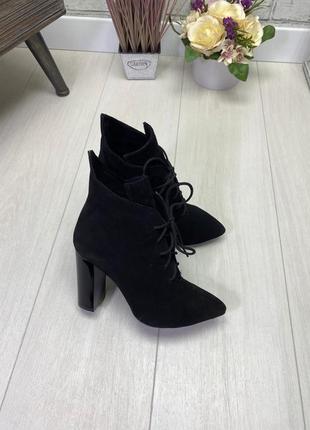 Черевики демісезонні, черевики на високих підборах, натуральна замша