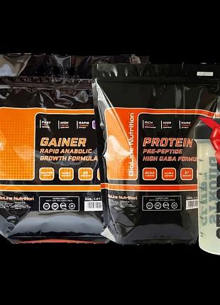 Гейнер 3 кг + протеїн 2 кг + шейкер у подарунок bioline nutrition