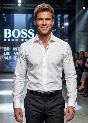 Сорочка чоловіча hugo boss біла, розмір s (комір 37), 100% бавовна