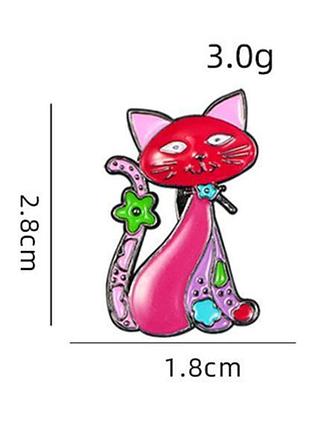Брошь "котик", брошь булавка, розовая