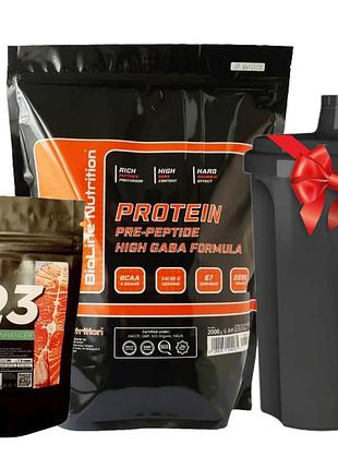 Протеїн німеччина 2 кг + омега-3 + шейкер у подарунок bioline nutrition