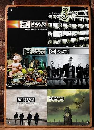 Металлическая винтажная табличка рок-группа 3 doors down 14х20 см