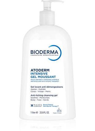 Гель bioderma atoderm intensive поживний пінистий для сухої та чутливої, атопічної шкіри 500 мл