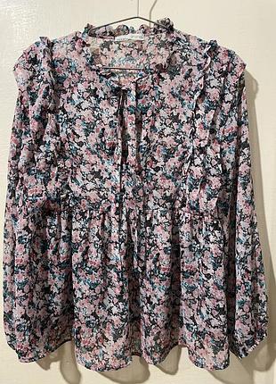 🌸 жіноча блузка pull&bear в квітковий принт 🌸розмір l