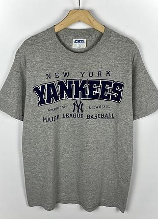 Vintage new york yankees чоловіча вінтажна футболка мерч 2001 бейсбол розмір м сіра