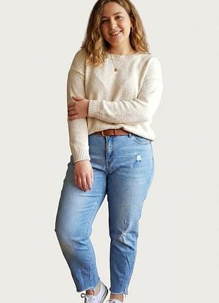 Стильные голубые джинсы denim co с «рваным» краем, большой размер (46-48)