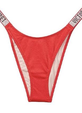 Плавки жіночі червоні з камінчиками/стразами victoria’s secret оригінал розмір s