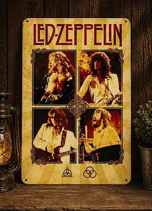 Металлическая винтажная табличка led zeppelin (лед зеппелин) 14х20 см