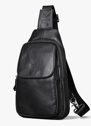 Шкіряна сумка на груди, слінг, бананка leather collection (5070)