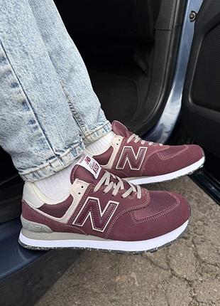Кроссовки new balance 574 burgundy