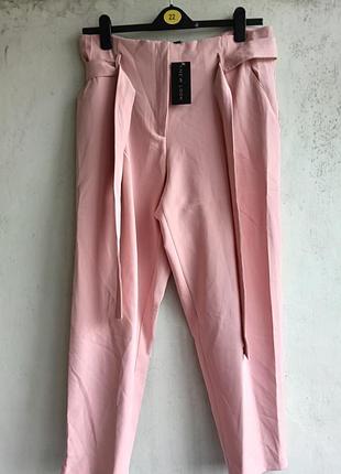 Летние пудрово розовые брюки с пояском, new look 16 размер