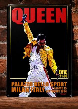 Металлическая винтажная табличка queen freddie mercury 14х20 см