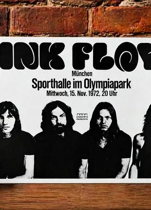 Металлическая винтажная табличка pink floyd munich 1972 14х20 см