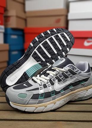 Кросівки nike p-6000 flat pewter сірі з білим та зеленим