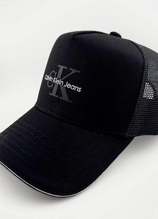 Бейсболка тракер calvin klein jeans із cіткою, чорна, катон, ручна робота (україна), s, m, l/xl