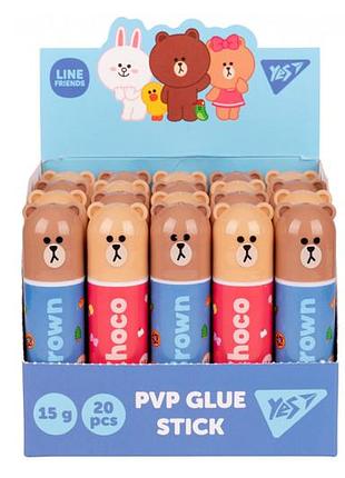 Клей-карандаш yes 15г pvp "line friends" 320291