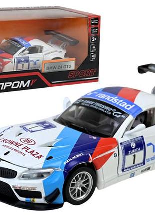 Машина автопром 68349c "bmw z4 gt3" 1:32, металлическая, на батарейках, свет, звук, открываются двери, коробка 18x9x8см