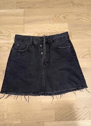 Джинсова юбка  спідниця чорна zara